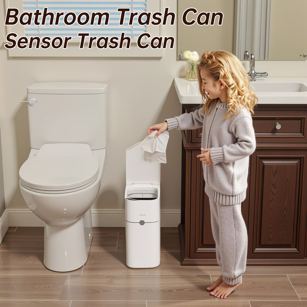 Smart Trash Can with Bathroom Lid🚮