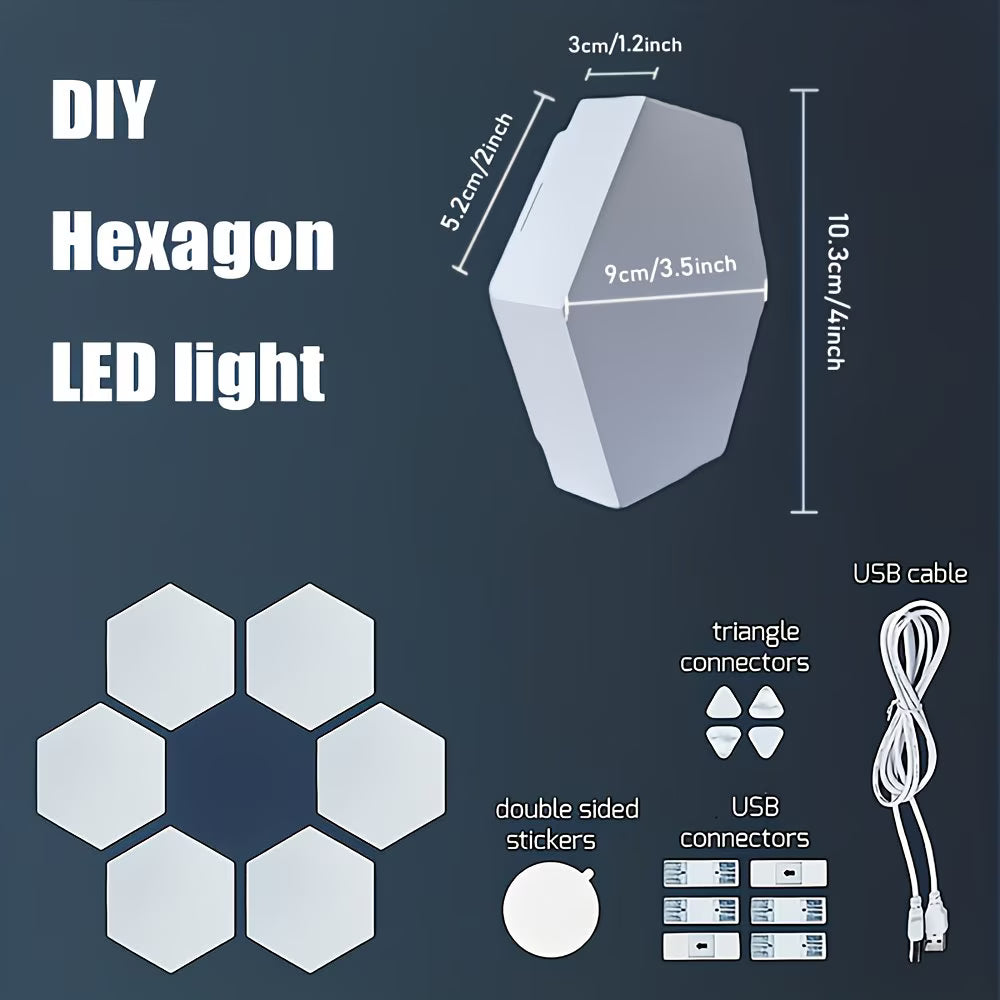 6 luces nocturnas LED hexagonales con sensor táctil